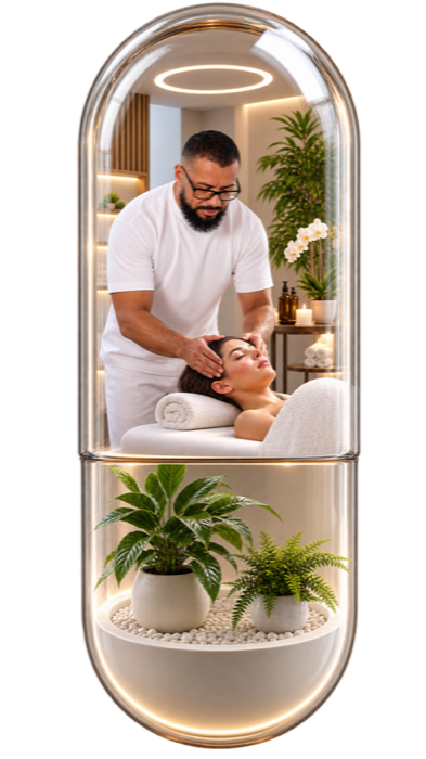 Cápsula de bem-estar — massoterapia em ambiente natural